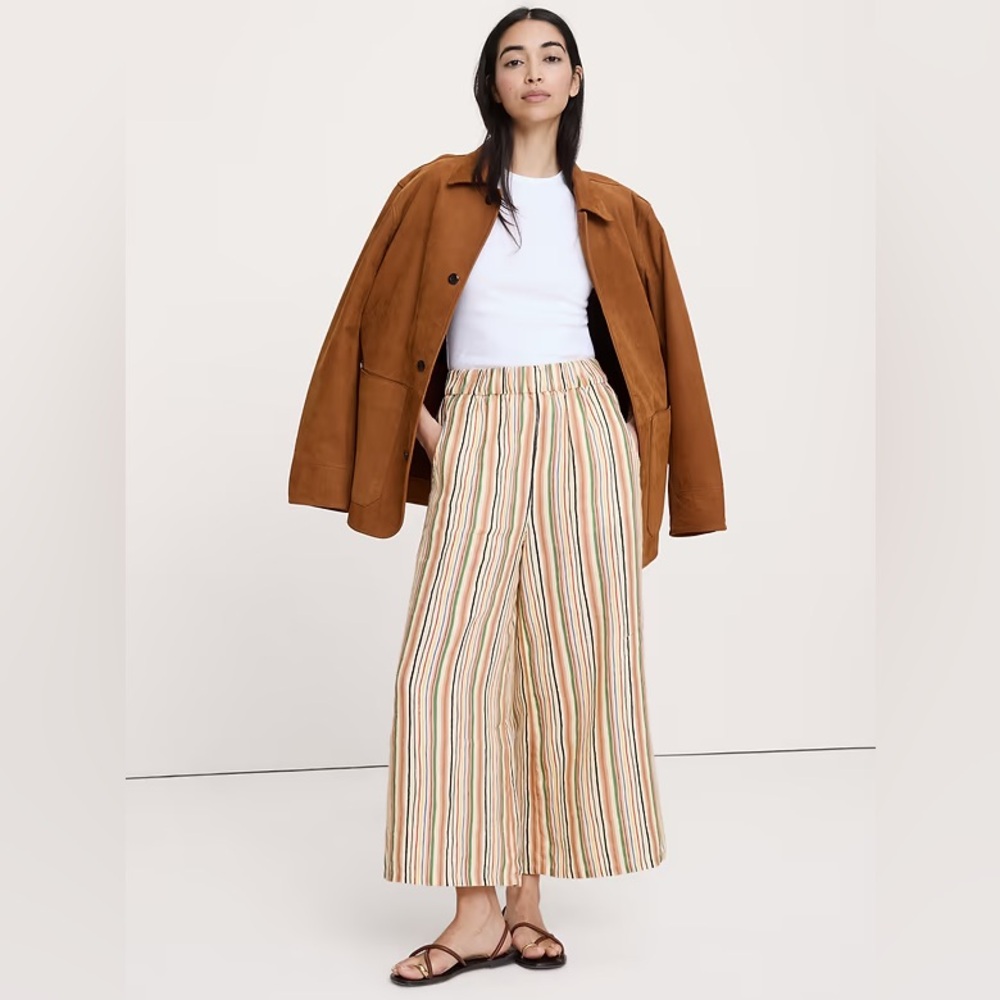 NWT! Banana Republic The Pull-On Wide-Leg Ankle Pant In Linen 🩷 875436 M TALL